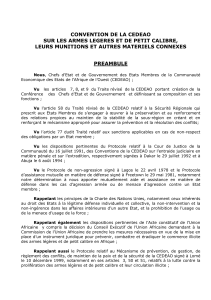 Convention CEDEAO sur les armes leg&egrave;res...