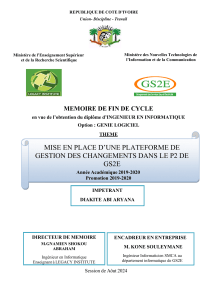 Mise en place d'une plateforme de gestion des changements dans le P2 de GS2E