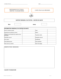 Rapport mensuel d'activit&eacute;s centre de sant&eacute; Tchad