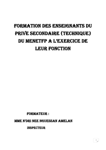 Formation des enseignants du priv&eacute; secondaire technique - MENETFP