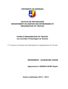 Cours d'Organisation du Travail: Nouvelles Technologies de Gestion