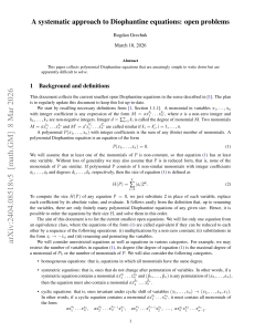 Diophantine Equations: Open Problems and Systematic Approach