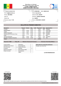 Bulletin de notes: Lyc&eacute;e Lamine Gueye Premier Semestre 2025-2026