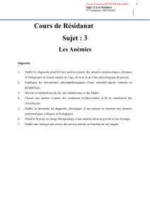Cours de R&eacute;sidanat : Les An&eacute;mies - Objectifs et M&eacute;thodologie