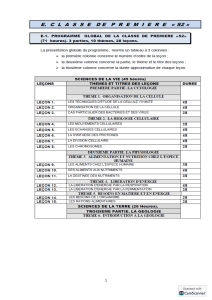 Programme de Premi&egrave;re S2 - Sciences de la Vie