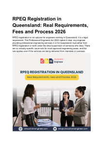 RPEQ Registration Queensland 2026: Requirements, Fees, Process