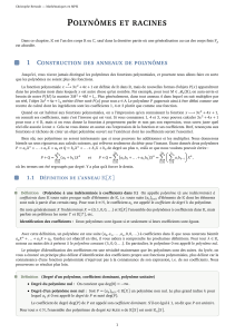 Polyn&ocirc;mes et Racines - Math&eacute;matiques en MPSI