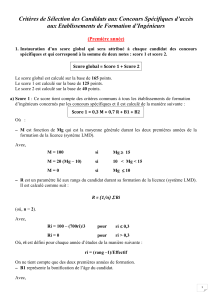 Crit&egrave;res de s&eacute;lection pour concours ing&eacute;nieurs (1&egrave;re ann&eacute;e)