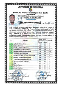University of Kinshasa Financial Management Grade Report 2019-2020