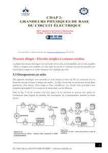 Circuits &eacute;lectriques en s&eacute;rie : grandeurs physiques de base