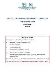Module Atelier Culture Entrepreneuriale et Techniques de Communication - Master S2