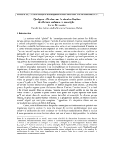Standardisation des th&egrave;mes verbaux en amazighe : Analyse linguistique