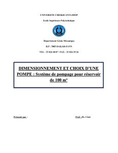Dimensionnement pompe r&eacute;servoir 100 m&sup3;
