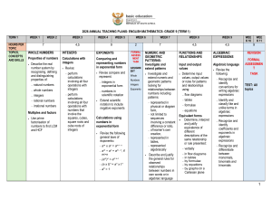 2026 Grade 9 Math Term 1 Teaching Plan