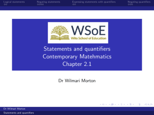 Statements and Quantifiers - Contemporary Math Chapter 2.1