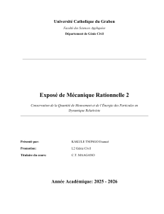 M&eacute;canique Relativiste : Conservation de l'&Eacute;nergie & Quantit&eacute; de Mouvement