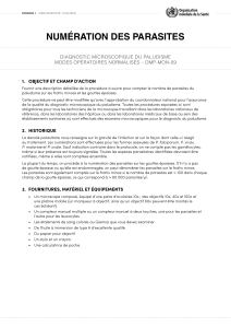 Num&eacute;ration des parasites : proc&eacute;dure de diagnostic microscopique du paludisme