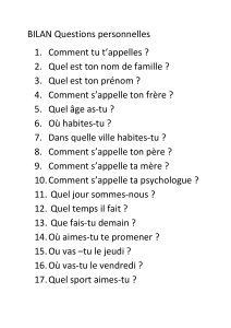 Quiz Questions Personnelles Fran&ccedil;ais