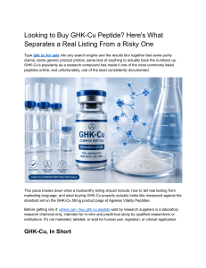 GHK-Cu Peptide Buying Guide: Real vs. Risky Listings