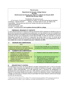 Plan de cours : Renforcement de fran&ccedil;ais pour l'EUF, Coll&egrave;ge Dawson, &Eacute;t&eacute; 2026