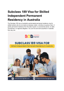 Subclass 189 Visa Guide: Skilled Independent PR in Australia