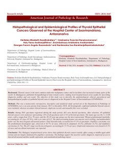 Thyroid Cancer Profiles in Madagascar: Histopathological & Epidemiological Study