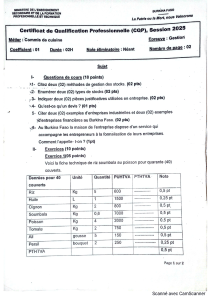2025 Burkina Faso CQP Kitchen Assistant Exam Paper