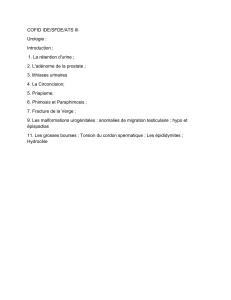 Urologie : Manuel pour IDE/SFDE/ATS III