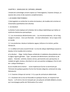 S&eacute;miologie de l'appareil urinaire - Chapitre II