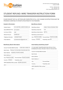 Student Refund Wire Transfer Form