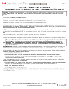 Checklist des documents pour le Programme pilote d'immigration rurale