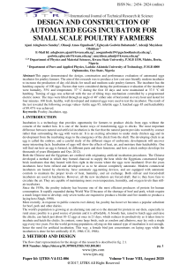 Design and Construction of Automated Egg Incubator for Small-Scale Poultry Farmers