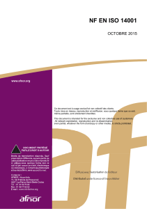 NF EN ISO 14001:2015 Syst&egrave;mes de management environnemental