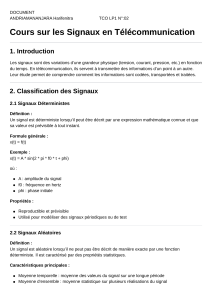 Cours sur les Signaux en T&eacute;l&eacute;communication
