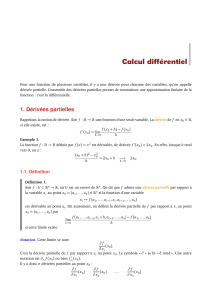 Calcul diff&eacute;rentiel : D&eacute;riv&eacute;es partielles et diff&eacute;rentielle