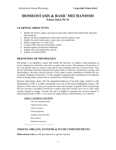 Introductory Human Physiology: Homeostasis & Basic Mechanisms