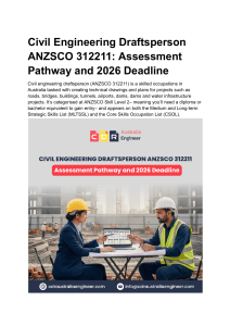 Civil Engineering Draftsperson ANZSCO 312211: Assessment Pathway & 2026 Deadline