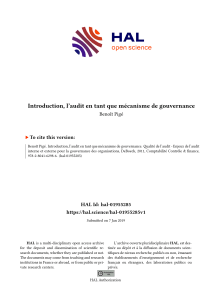 Introduction &agrave; l'audit comme m&eacute;canisme de gouvernance