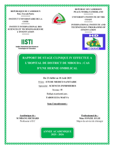 Rapport de stage clinique : Cas d'hernie ombilicale &agrave; l'h&ocirc;pital de Mbouda
