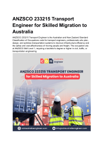 ANZSCO 233215 Transport Engineer Migration Guide