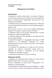 H&eacute;moptysies de l&rsquo;enfant : diagnostic et &eacute;tiologies