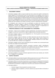 Code de Conduite Entreprise HSSE SST Pr&eacute;vention VBG