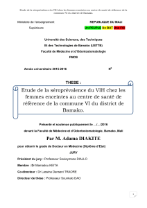 S&eacute;ropr&eacute;valence du VIH chez les femmes enceintes &agrave; Bamako
