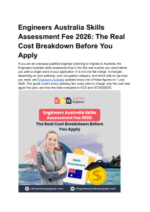 Engineers Australia Skills Assessment Fee 2026: Cost Breakdown