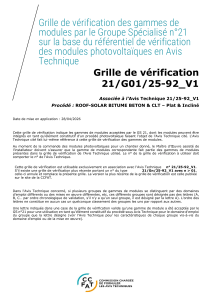 Grille de v&eacute;rification modules photovolta&iuml;ques Groupe Sp&eacute;cialis&eacute; 21