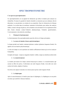 Spectrophotom&egrave;tre : Principe de fonctionnement et applications