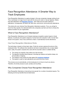 Face Recognition Attendance: A Smarter Way to Track Employees