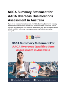 NSCA Summary Statement for AACA Overseas Qualifications Assessment