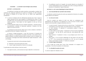 Gestion Scientifique des Stocks : Cours Op&eacute;rationnelle