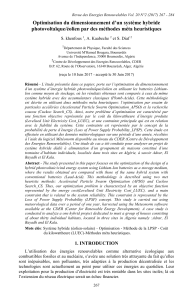 Optimisation du dimensionnement d'un syst&egrave;me hybride PV/&eacute;olien par m&eacute;ta-heuristiques
